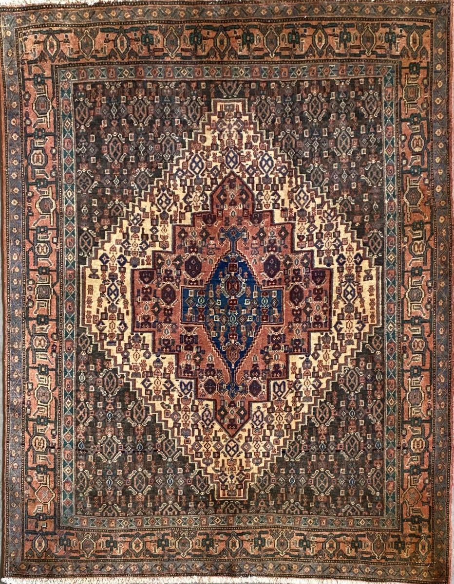 Hand-Knotted Tribal Persian Senneh Rug