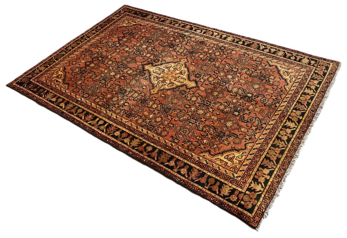 Hand-Knotted Tribal Persian Hossainabad Rug