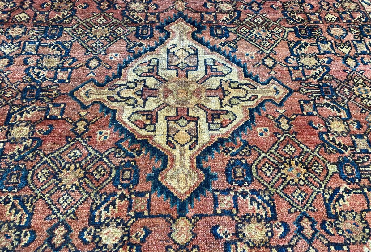 Hand-Knotted Tribal Persian Hossainabad Rug