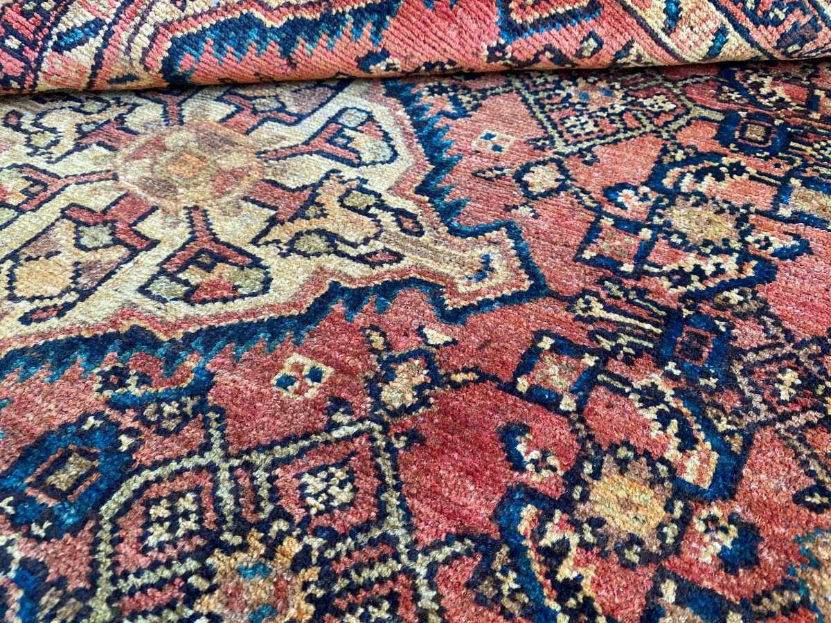 Hand-Knotted Tribal Persian Hossainabad Rug