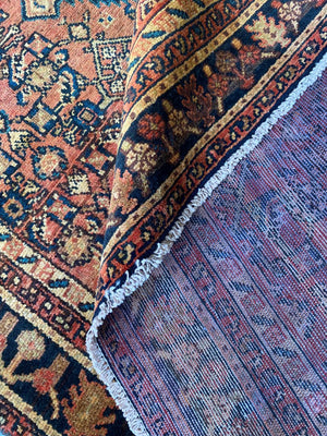 Hand-Knotted Tribal Persian Hossainabad Rug