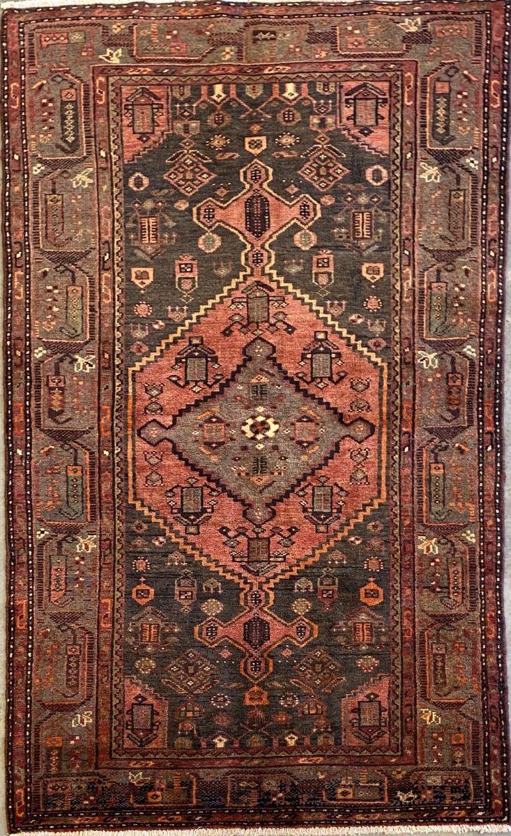 Hand-Knotted Tribal Persian Khamseh Rug
