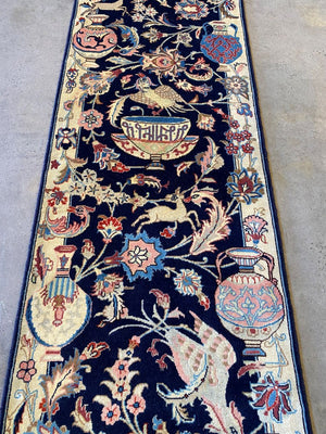 Handmade Persian Kashmar Hall Runner - Archaeology Design