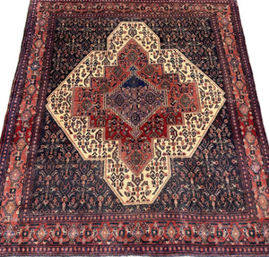 Hand-Knotted Tribal Persian Senneh Rug