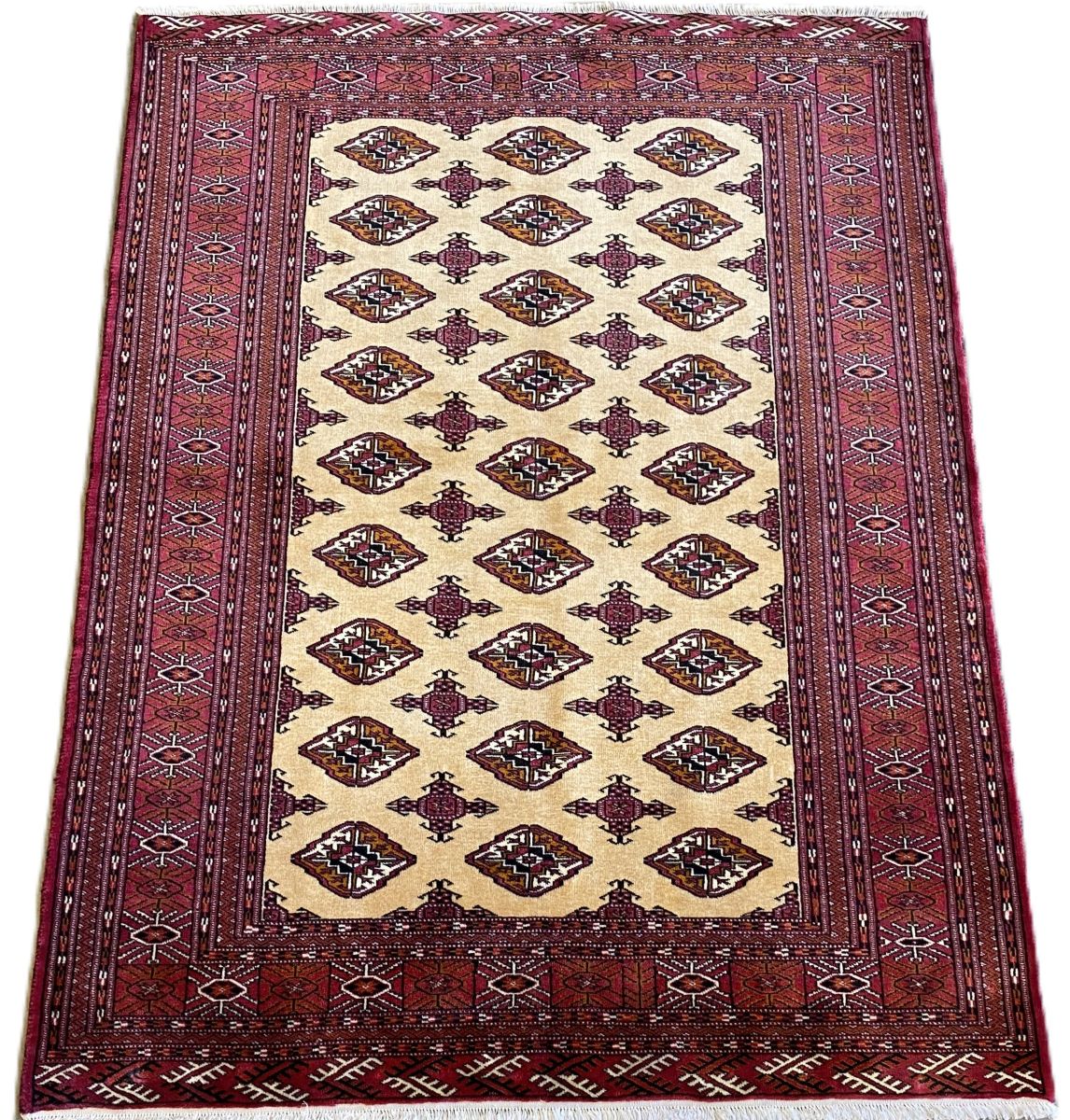 Hand-Knotted Tribal Persian Turkoman Tekke Rug