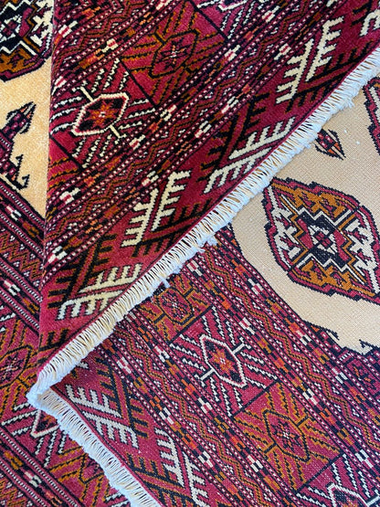Hand-Knotted Tribal Persian Turkoman Tekke Rug