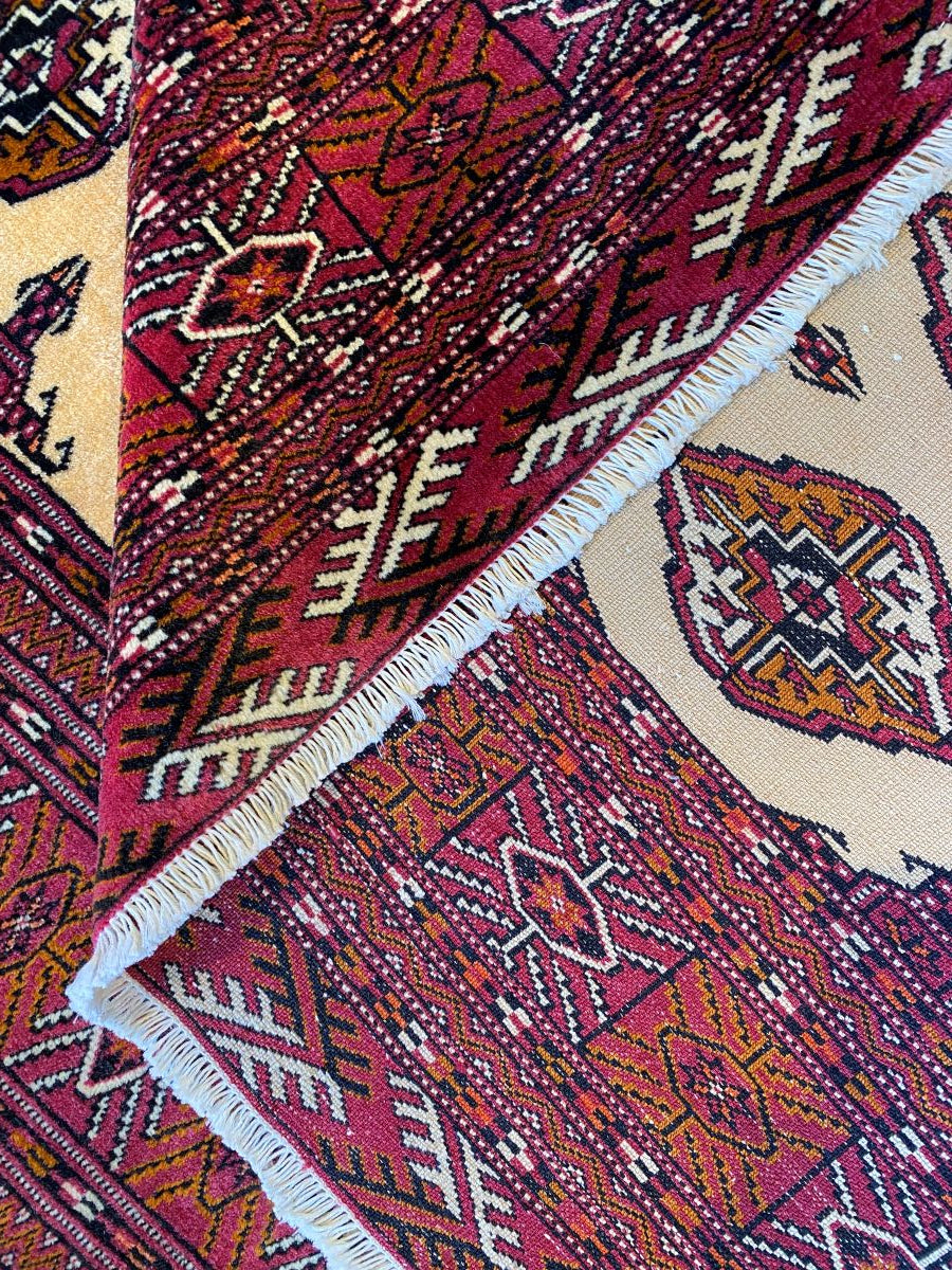 Hand-Knotted Tribal Persian Turkoman Tekke Rug