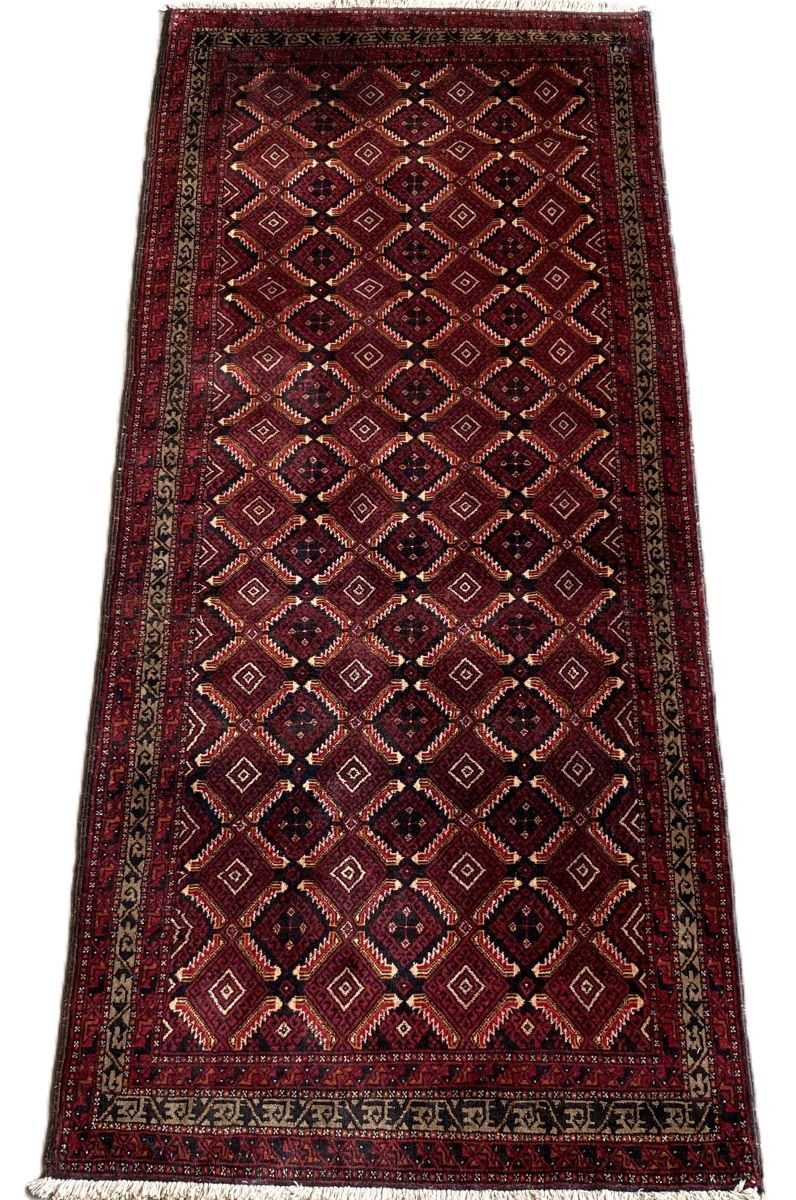 Hand-Knotted Tribal Persian Turkoman Balouch Rug