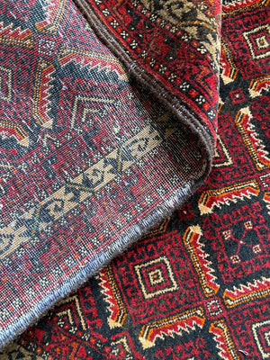 Hand-Knotted Tribal Persian Turkoman Balouch Rug