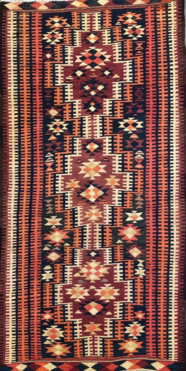 Hand-Woven Tribal Persian Qashqaie Kilim