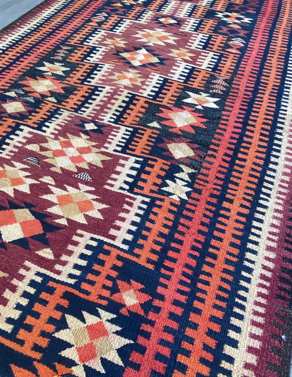 Hand-Woven Tribal Persian Qashqaie Kilim