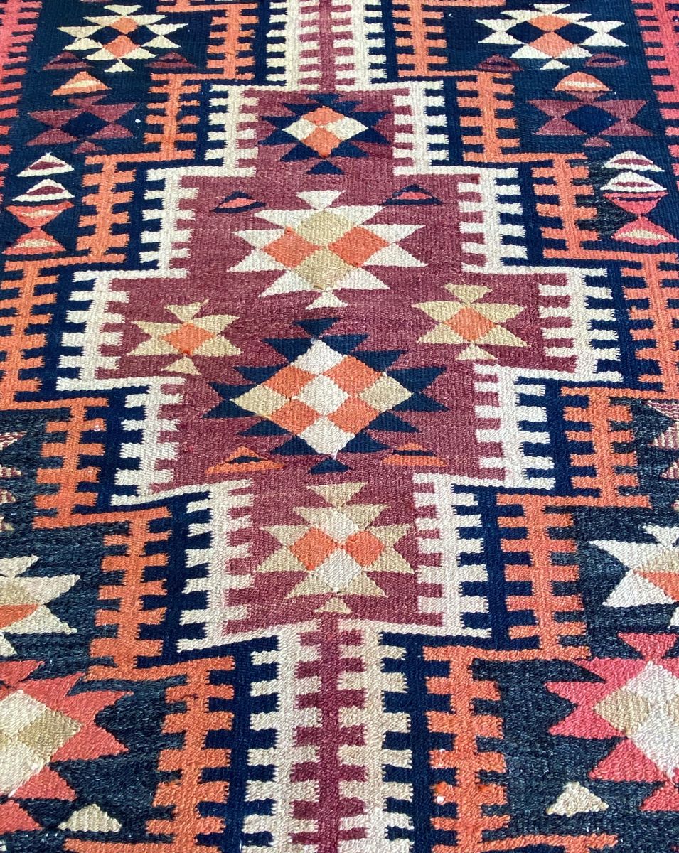 Hand-Woven Tribal Persian Qashqaie Kilim