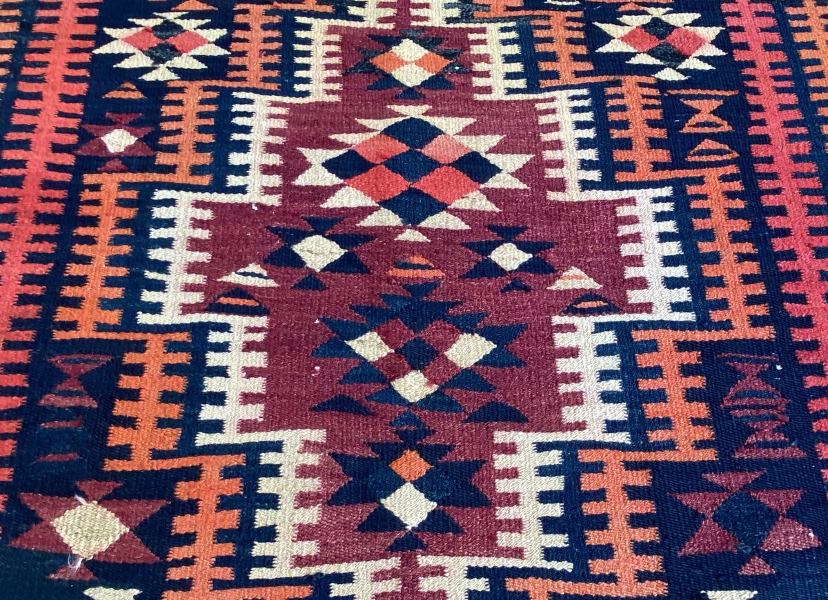 Hand-Woven Tribal Persian Qashqaie Kilim