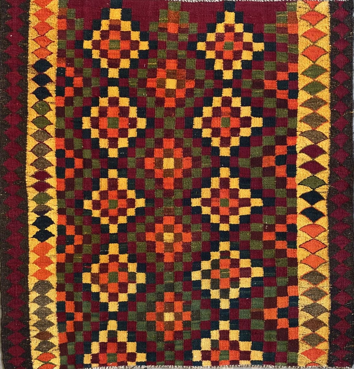 Hand-Woven Tribal Persian Qashqaie Kilim