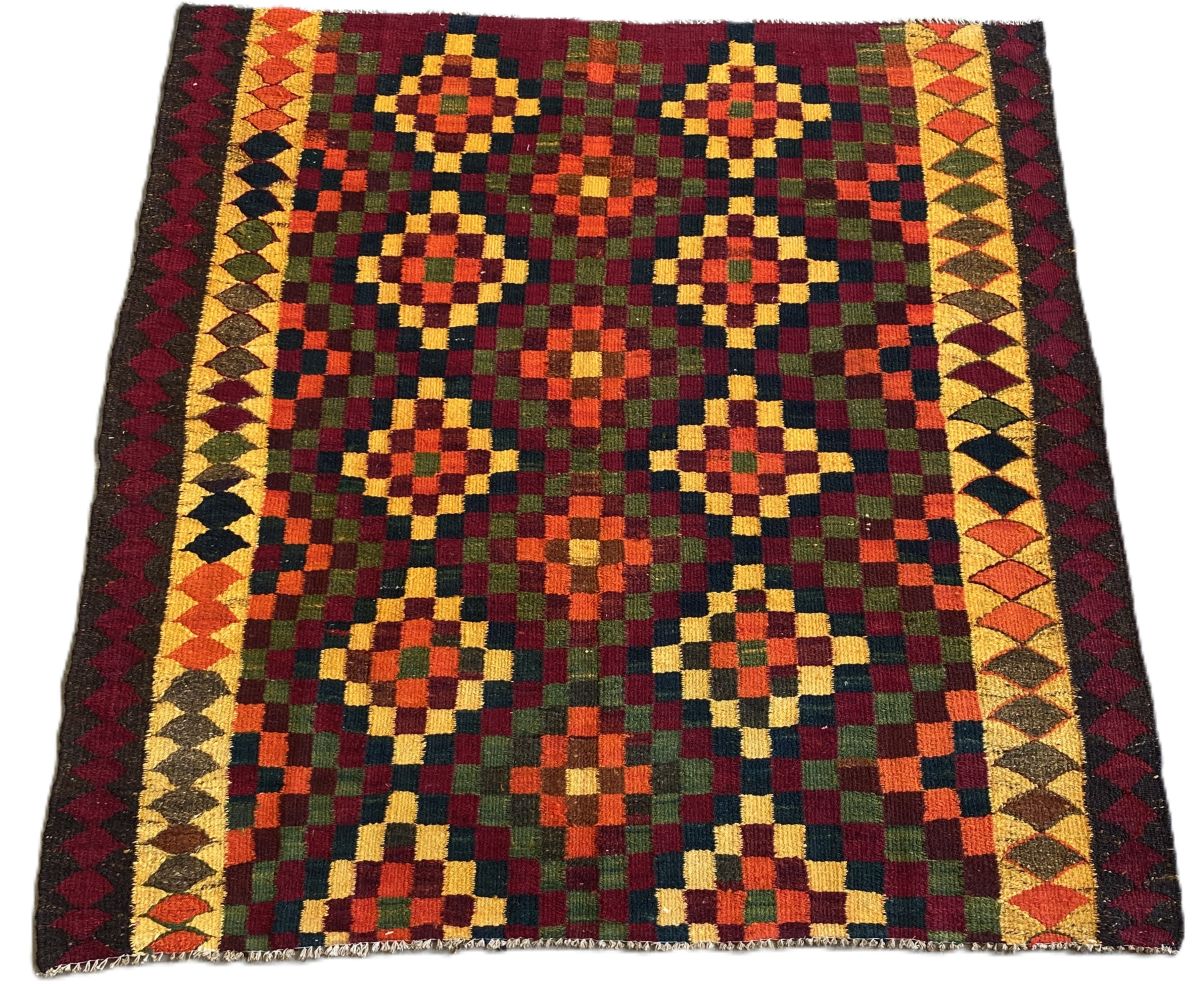 Hand-Woven Tribal Persian Qashqaie Kilim