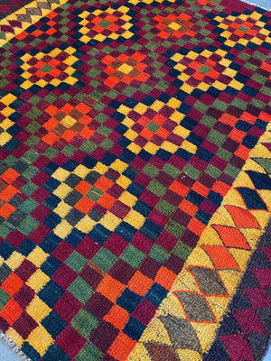 Hand-Woven Tribal Persian Qashqaie Kilim