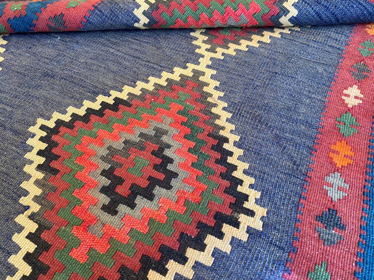 Hand-Woven Tribal Persian Qashqaie Kilim