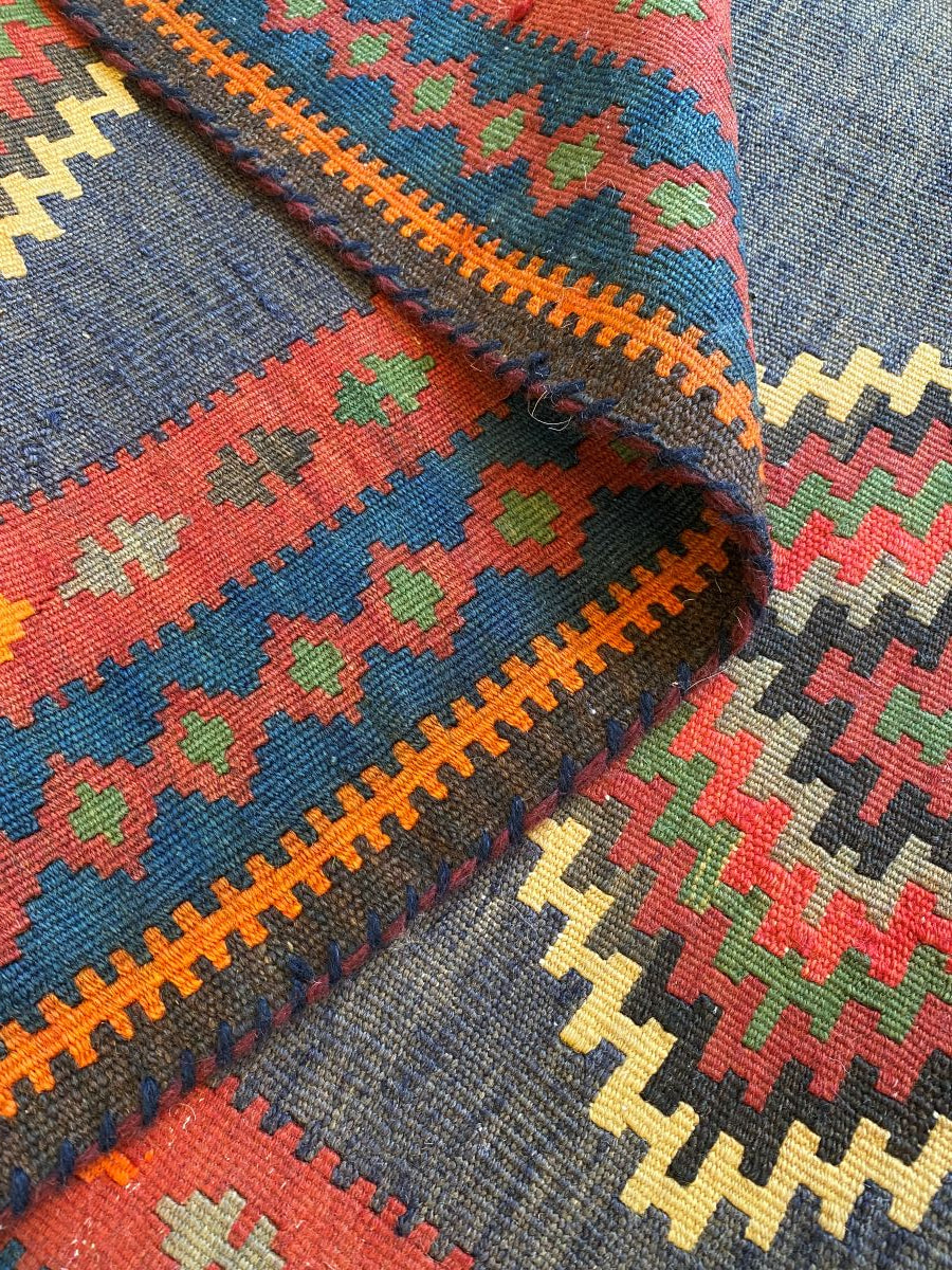 Hand-Woven Tribal Persian Qashqaie Kilim