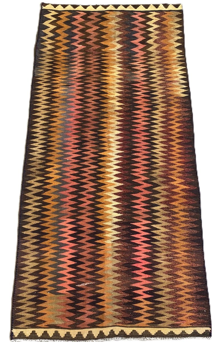 Hand-Woven Tribal Persian Qashqaie Kilim