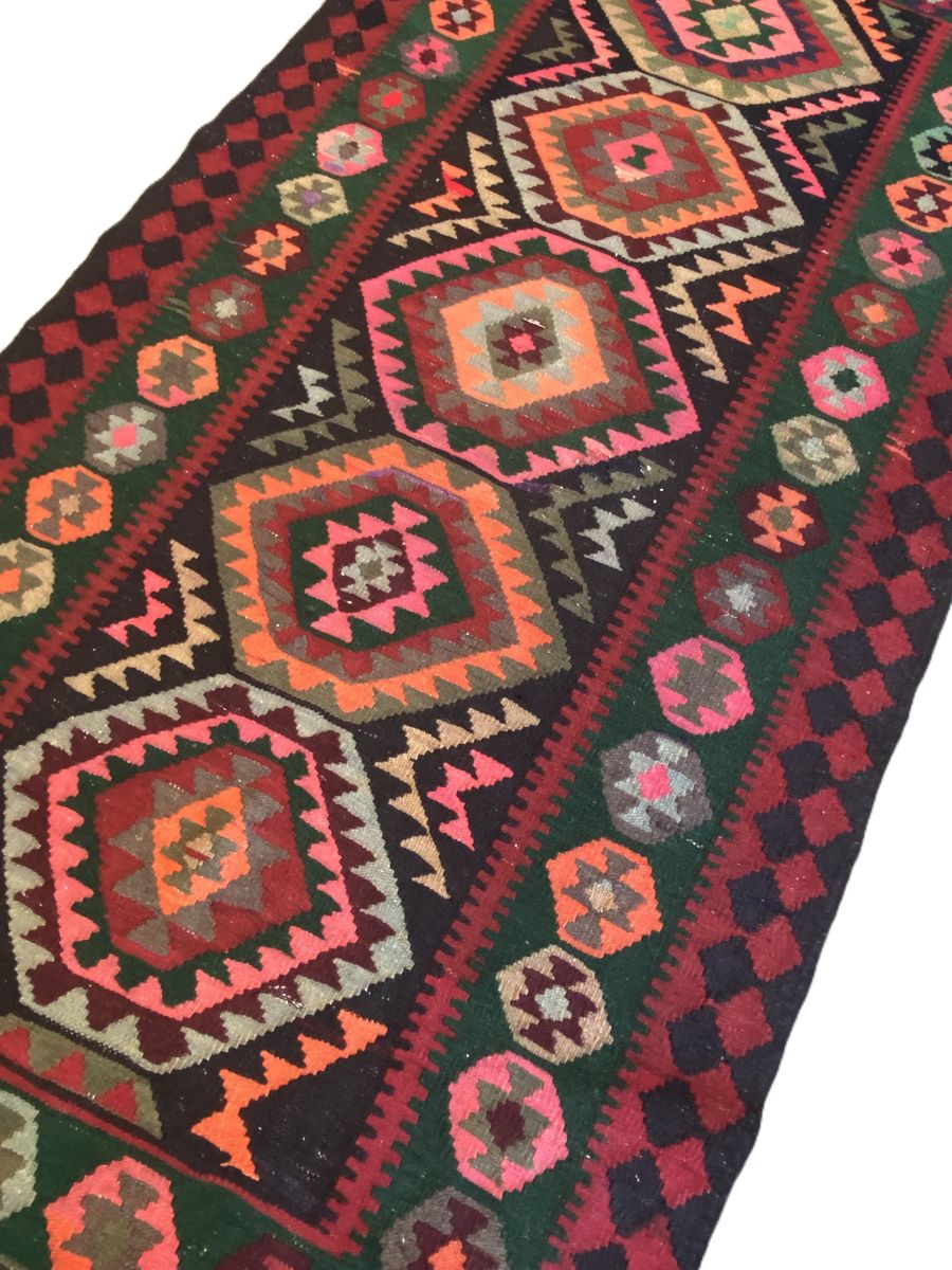 Hand-Woven Tribal Persian Qashqaie Kilim