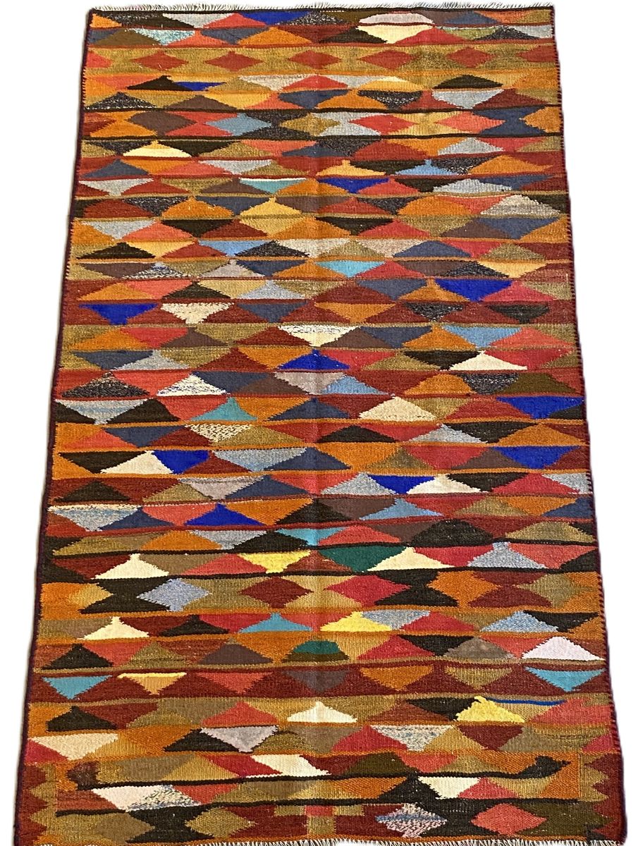 Hand-Woven Tribal Persian Qashqaie Kilim
