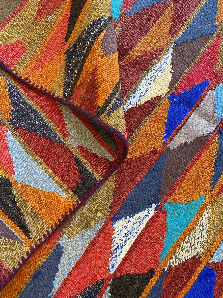Hand-Woven Tribal Persian Qashqaie Kilim