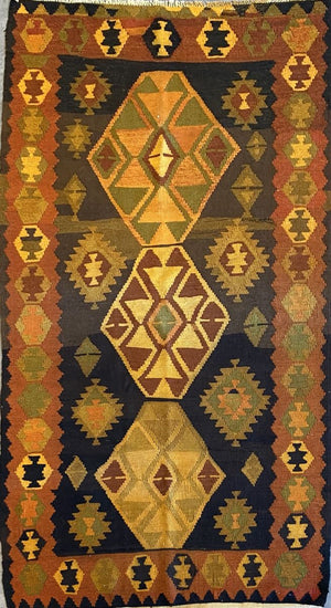 Hand-Woven Tribal Persian Qashqaie Kilim