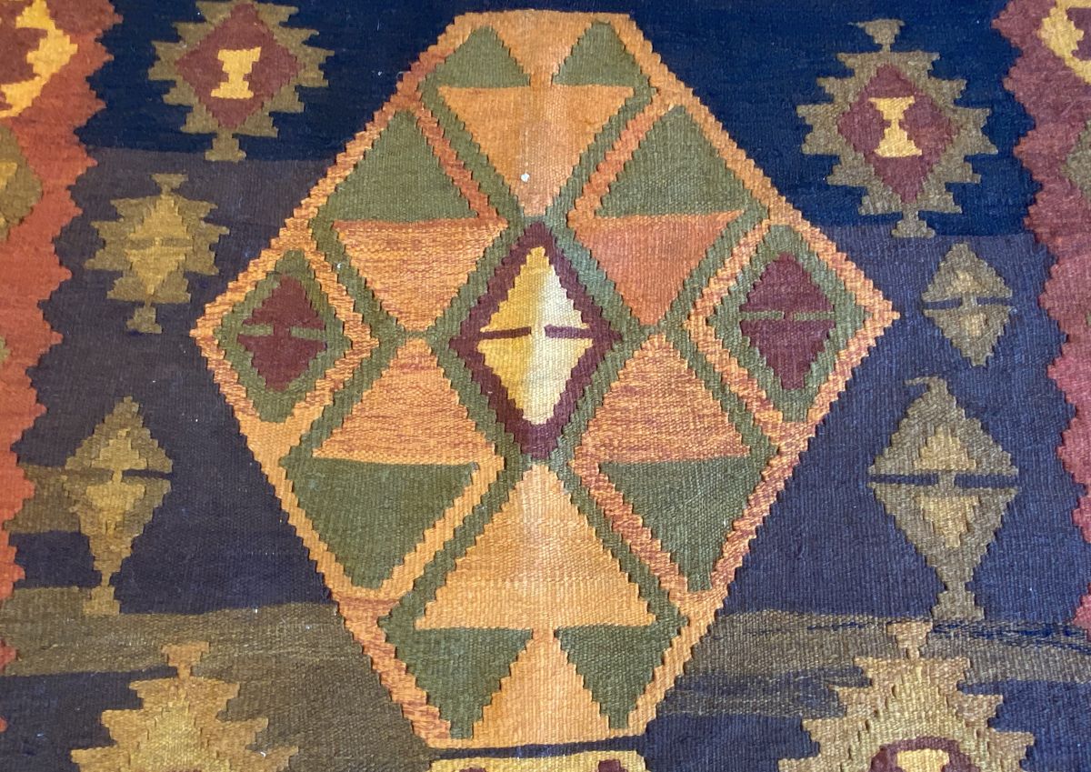 Hand-Woven Tribal Persian Qashqaie Kilim