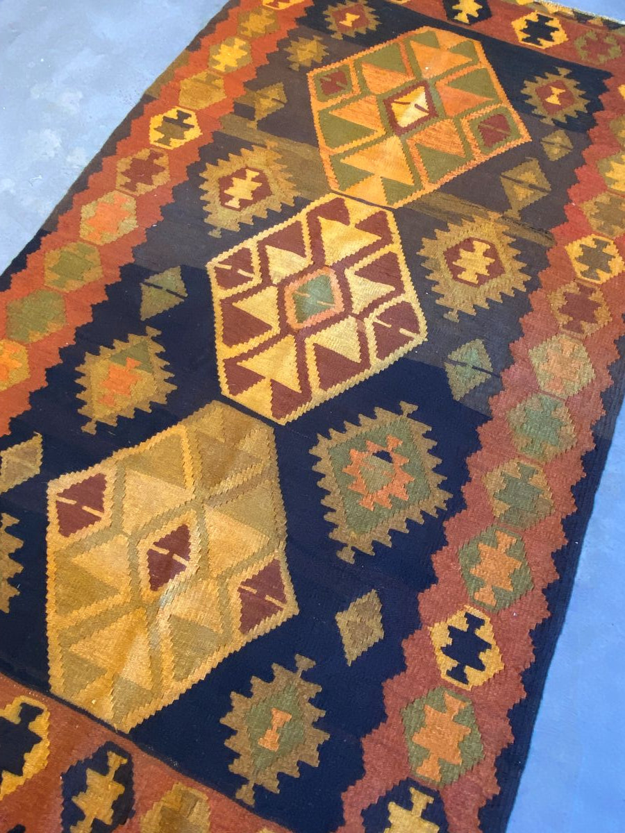 Hand-Woven Tribal Persian Qashqaie Kilim