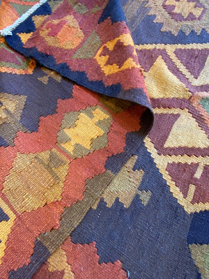 Hand-Woven Tribal Persian Qashqaie Kilim
