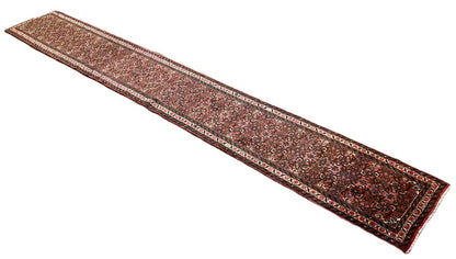 Hand-Knotted Tribal Persian Hossainabad Runner