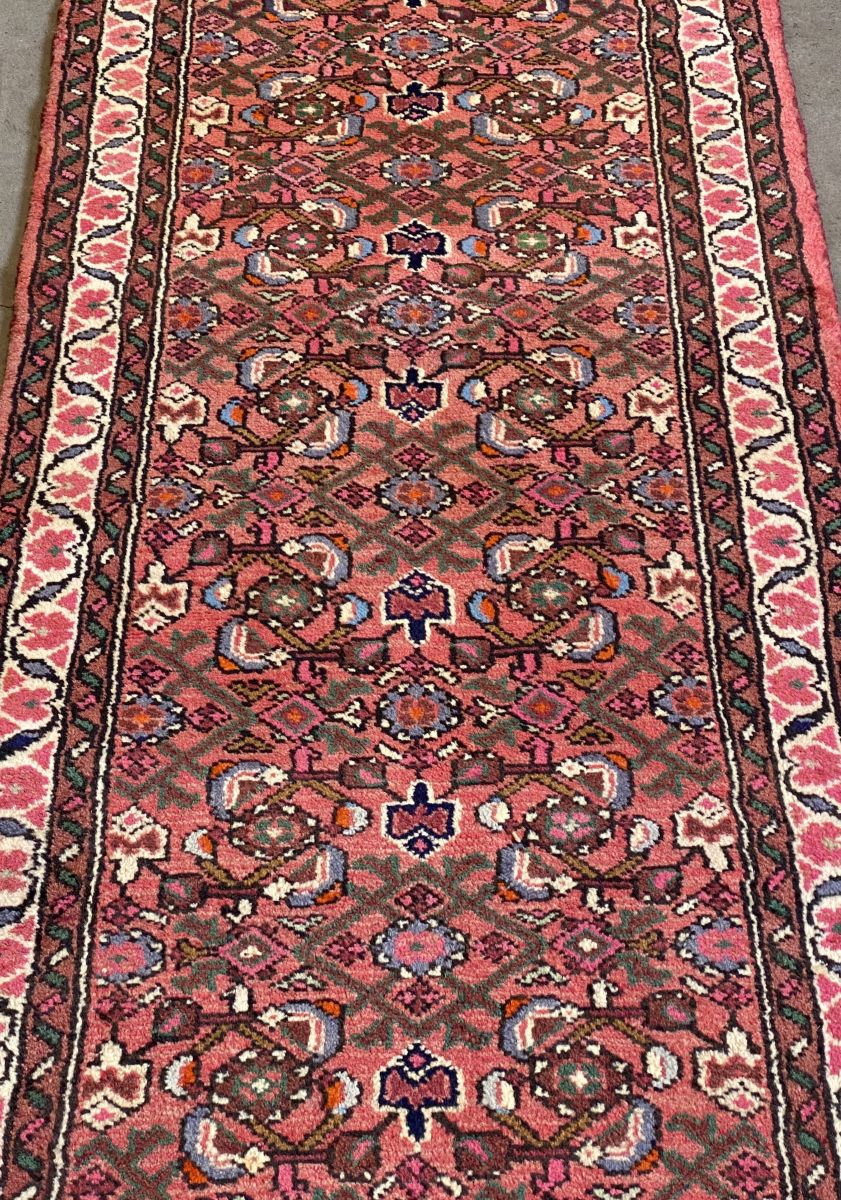Hand-Knotted Tribal Persian Hossainabad Runner