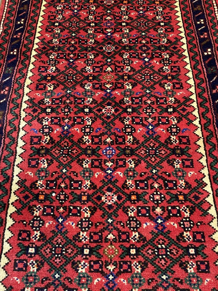Hand-Knotted Tribal Persian Hossainabad Runner