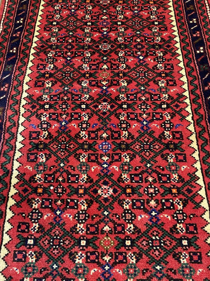 Hand-Knotted Tribal Persian Hossainabad Runner