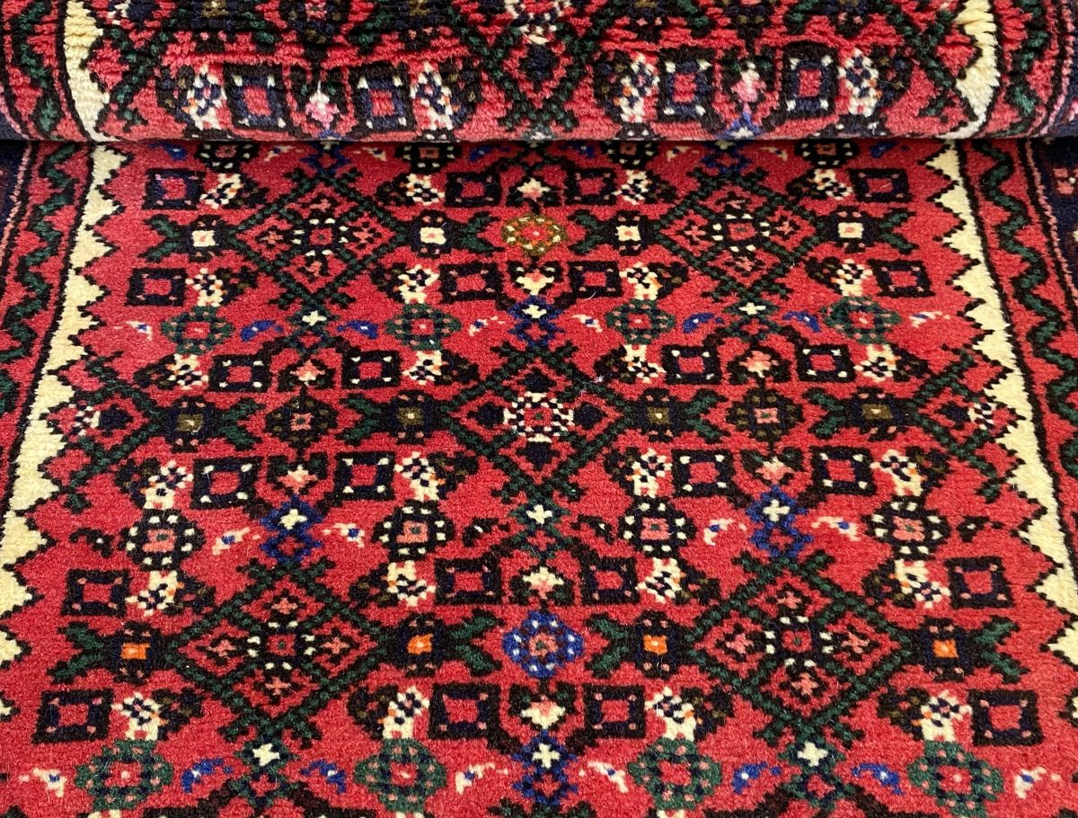 Hand-Knotted Tribal Persian Hossainabad Runner