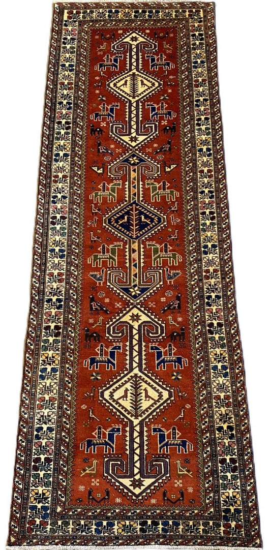 Hand-Knotted Tribal Persian Nasrabad Runner