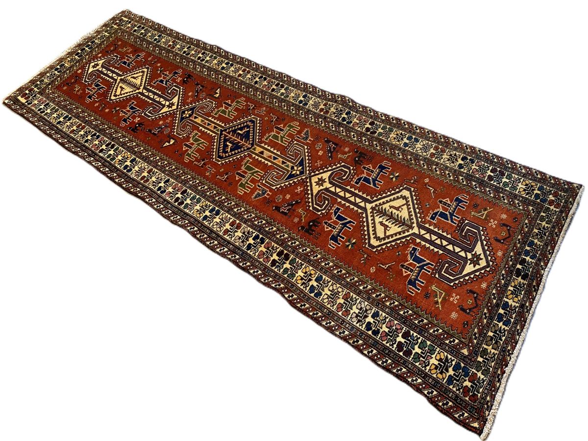 Hand-Knotted Persian Nasrabad Runner