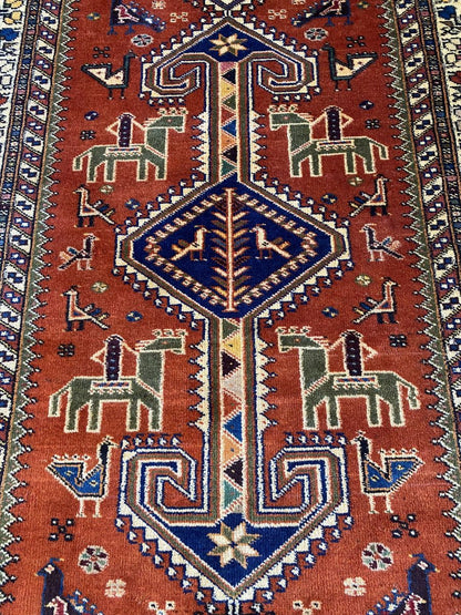 Hand-Knotted Tribal Persian Nasrabad Runner