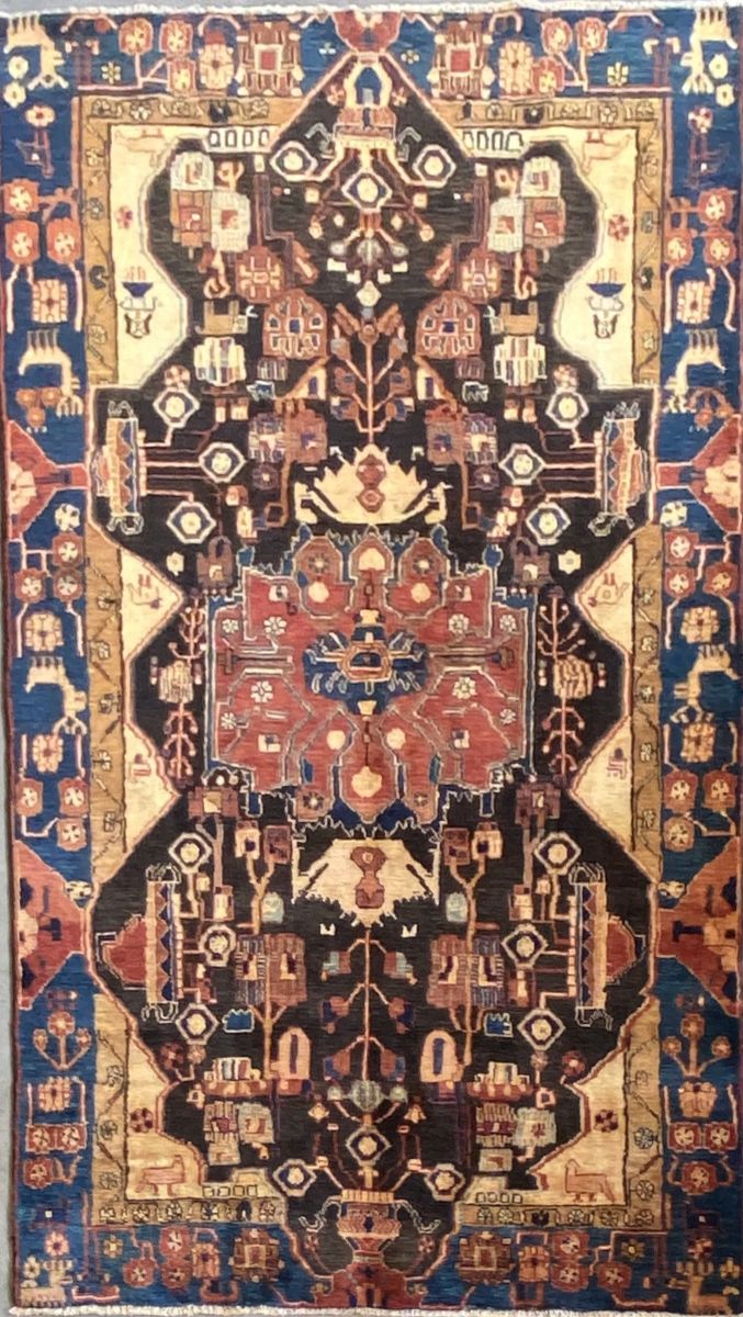 Hand-Knotted Tribal Persian Nahavand Rug