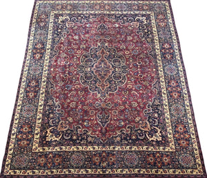 Hand-Knotted Persian Mashhad Carpet