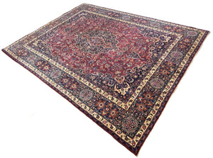Hand-Knotted Persian Mashhad Carpet
