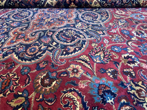 Hand-Knotted Persian Mashhad Carpet