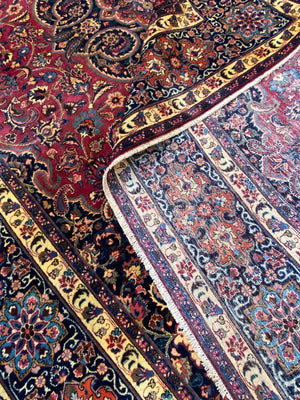 Hand-Knotted Persian Mashhad Carpet