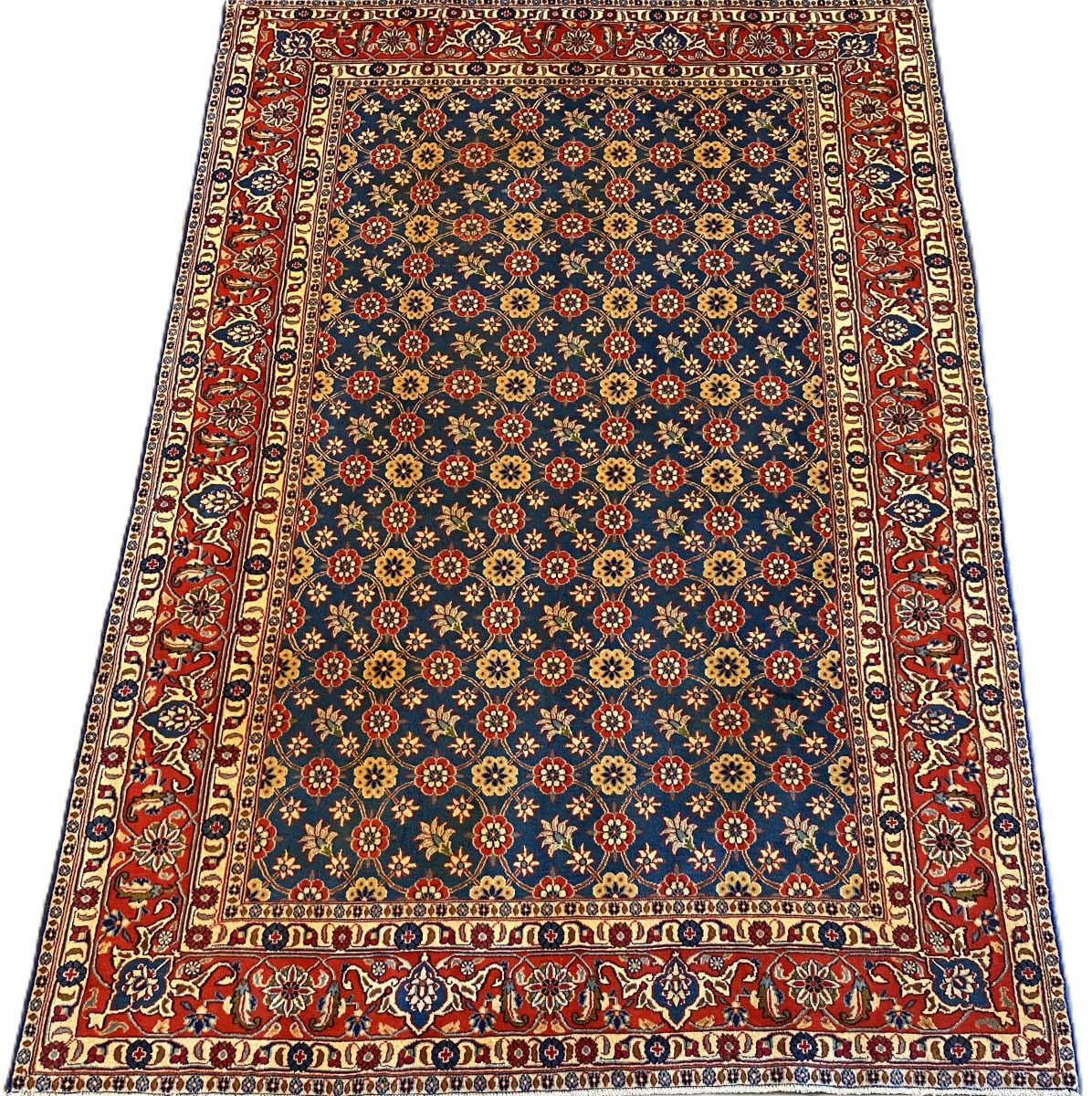 Traditional Hand-Knotted Persian Varamin Carpet