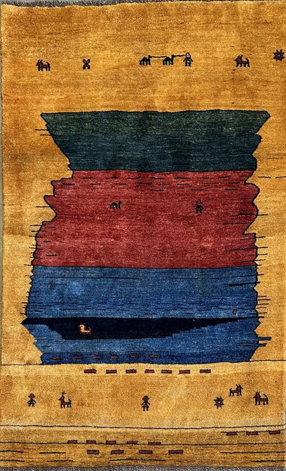 Hand-Knotted Tribal Persian Gabbeh Rug