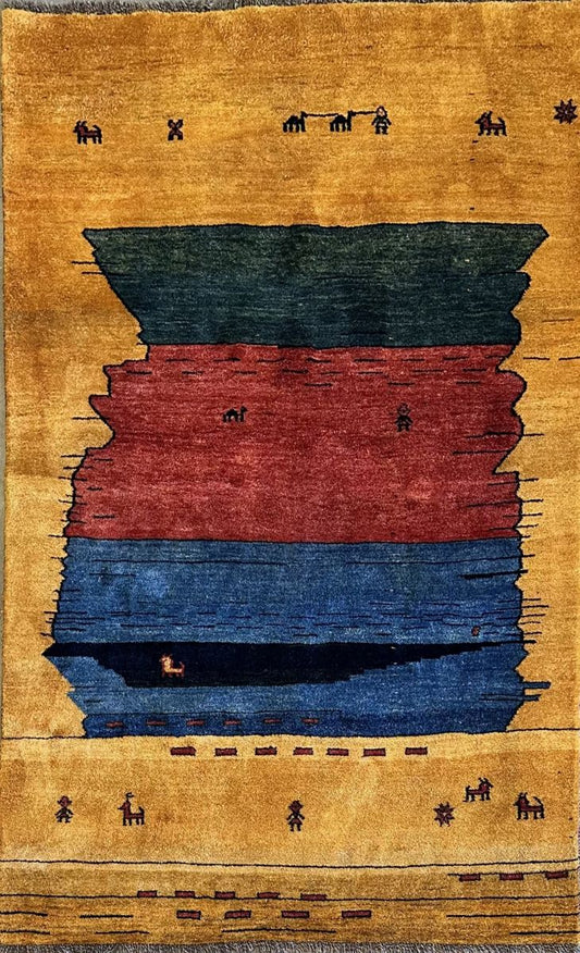 Hand-Knotted Tribal Persian Gabbeh Rug