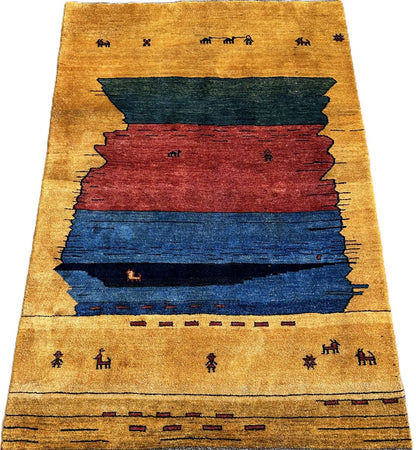 Hand-Knotted Tribal Persian Gabbeh Rug