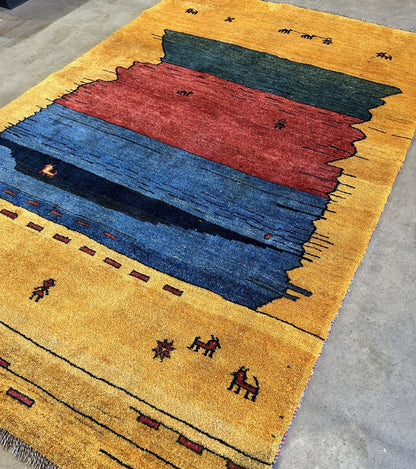 Hand-Knotted Tribal Persian Gabbeh Rug