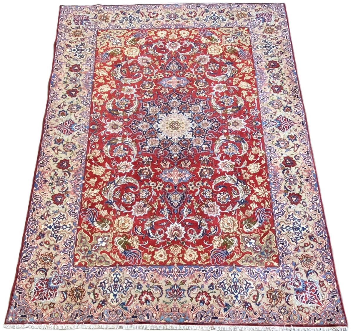 Fine Hand-Knotted Persian Isfahan Carpet