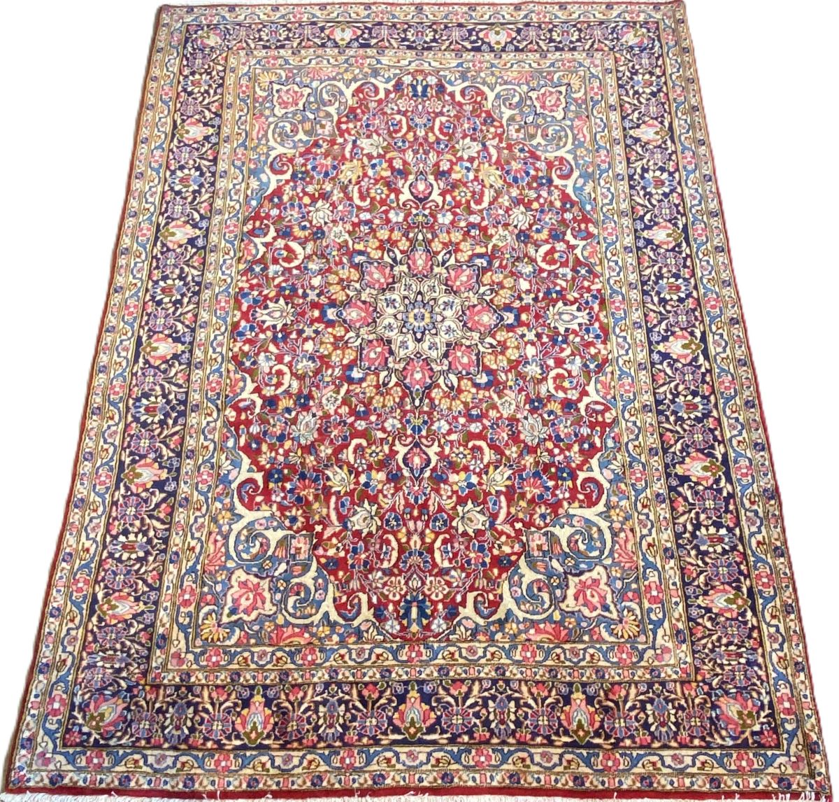 Hand-Knotted Persian Kerman Carpet